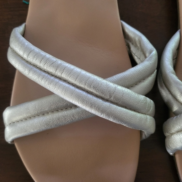Beek Anthroplogie Women's Bell Metallic Crisscross Slide Sandals Size 9 - Picture 9 of 9